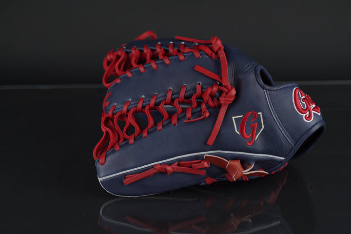 13" Custom Grace Glove - Left Hand Throw - Pro Steerhide - Navy, Wine, White