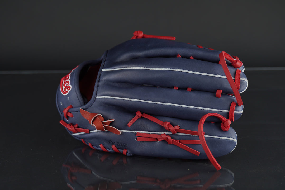 13" Custom Grace Glove - Left Hand Throw - Pro Steerhide - Navy, Wine, White