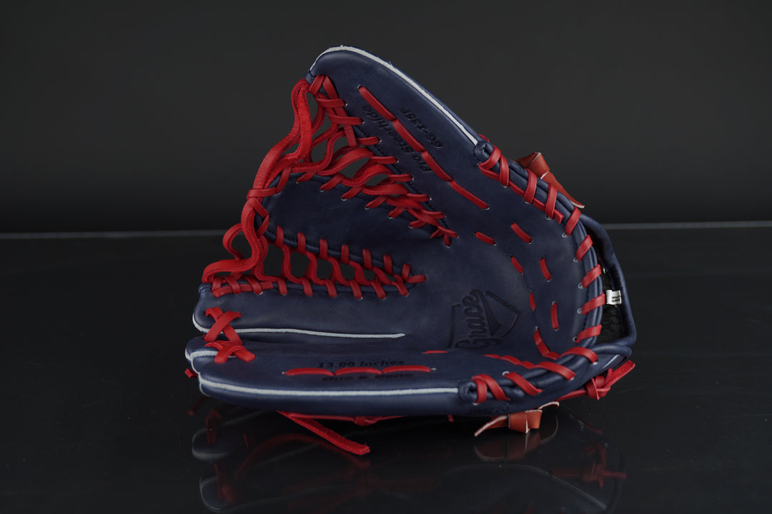 13" Custom Grace Glove - Left Hand Throw - Pro Steerhide - Navy, Wine, White