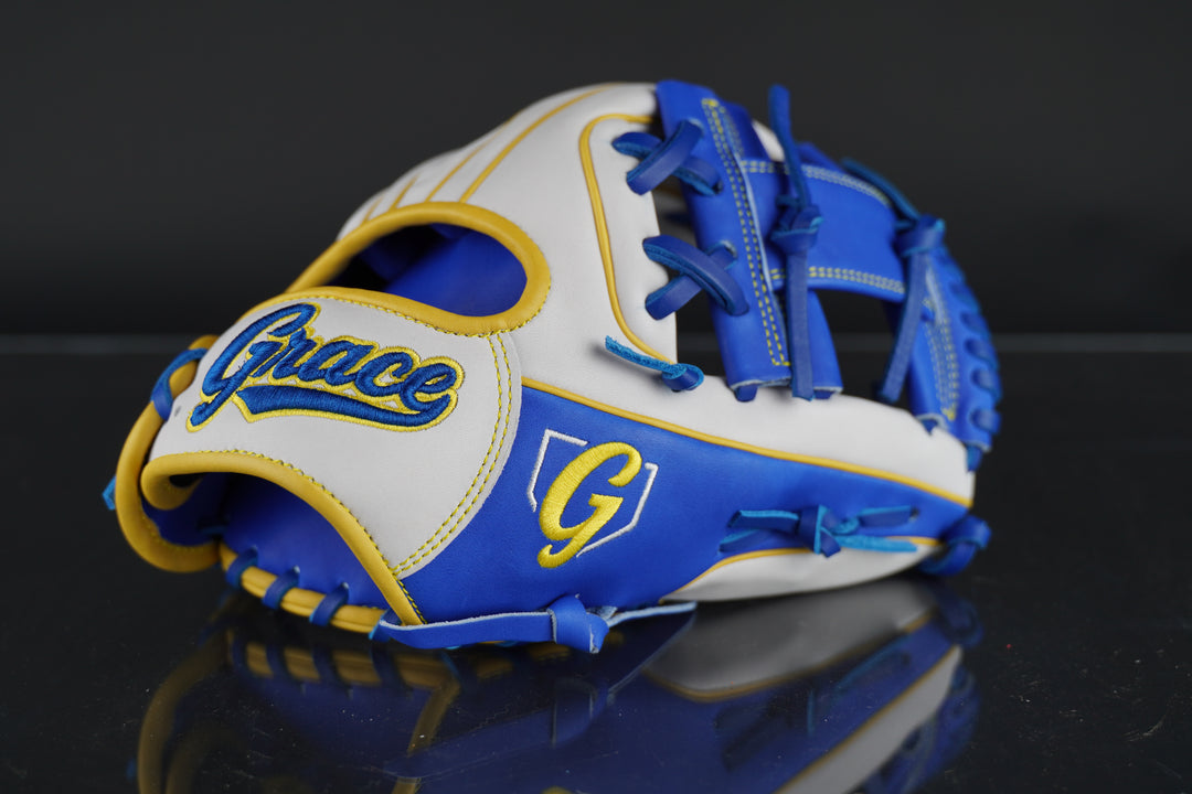 11.5" Custom Grace Glove - Right Hand Throw - Royal, White, Yellow - Grace Glove Company