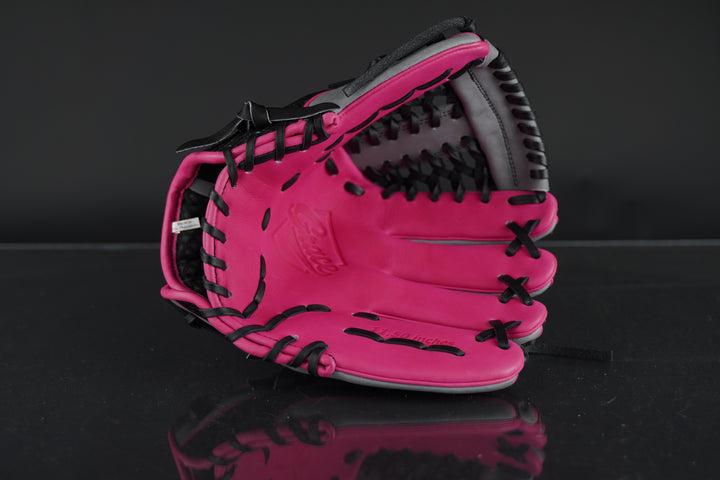 11.50" Custom Grace Glove - Right Hand Throw - Black Snake Skin, Gray, Pink, Purple