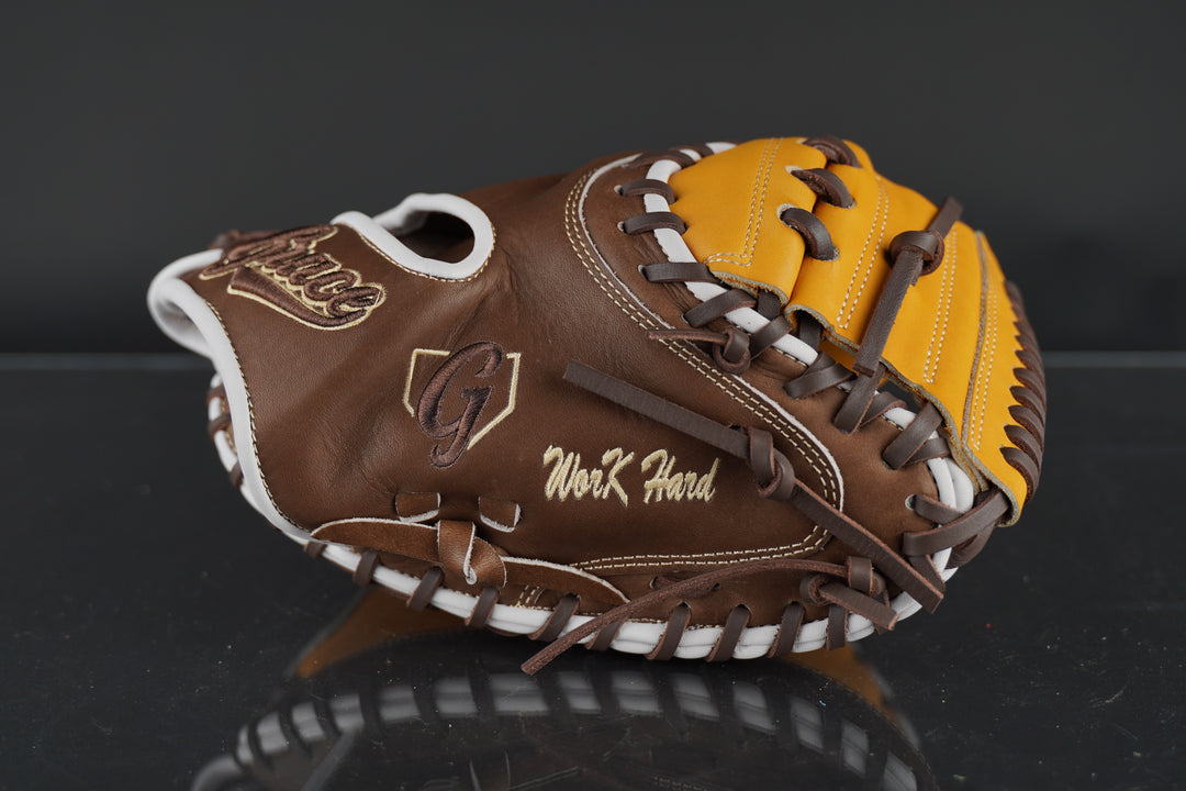 34.00" Custom Grace Glove Catchers Mitt - Right Hand Throw - Dark Brown, Tan, White