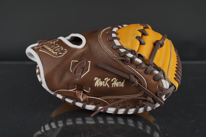 34.00" Custom Grace Glove Catchers Mitt - Right Hand Throw - Dark Brown, Tan, White