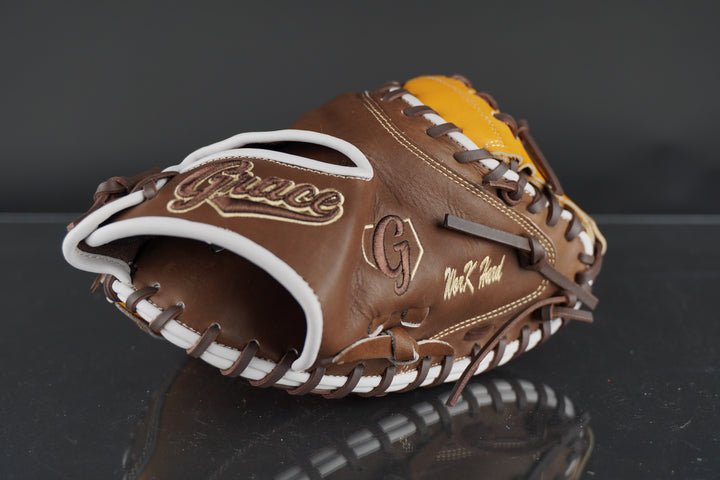 34.00" Custom Grace Glove Catchers Mitt - Right Hand Throw - Dark Brown, Tan, White