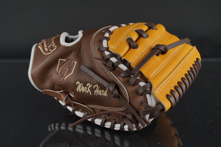34.00" Custom Grace Glove Catchers Mitt - Right Hand Throw - Dark Brown, Tan, White